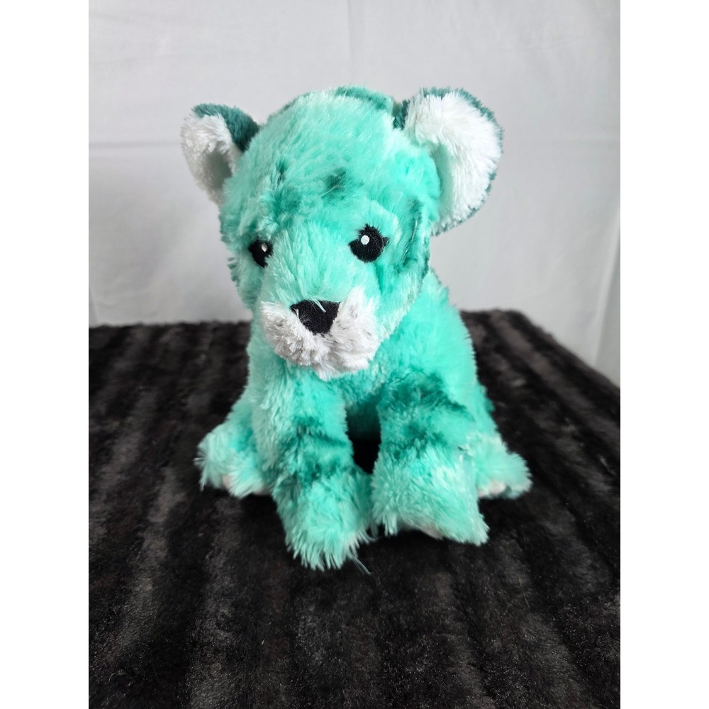 Nature Planet Eco Pals Snow Leopard Plush Teal Green White Spotted Stuffed Toy